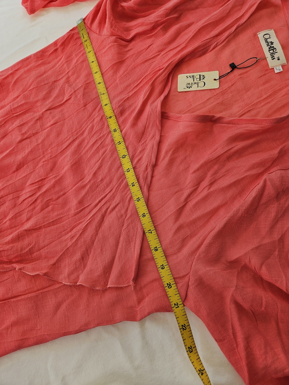 Cherie Bliss Sheer Flowy Coral Women's Swim Coverup Kimono Open Front NWT L/XL - Picture 3 of 9